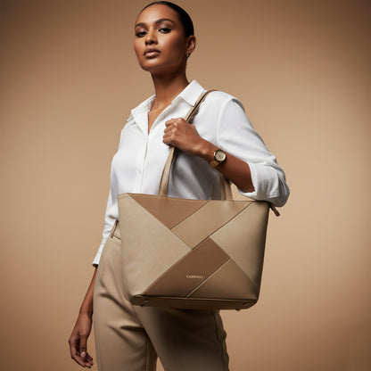Carriall Estelle Vegan Leather Tote bag for women & girls (Beige)