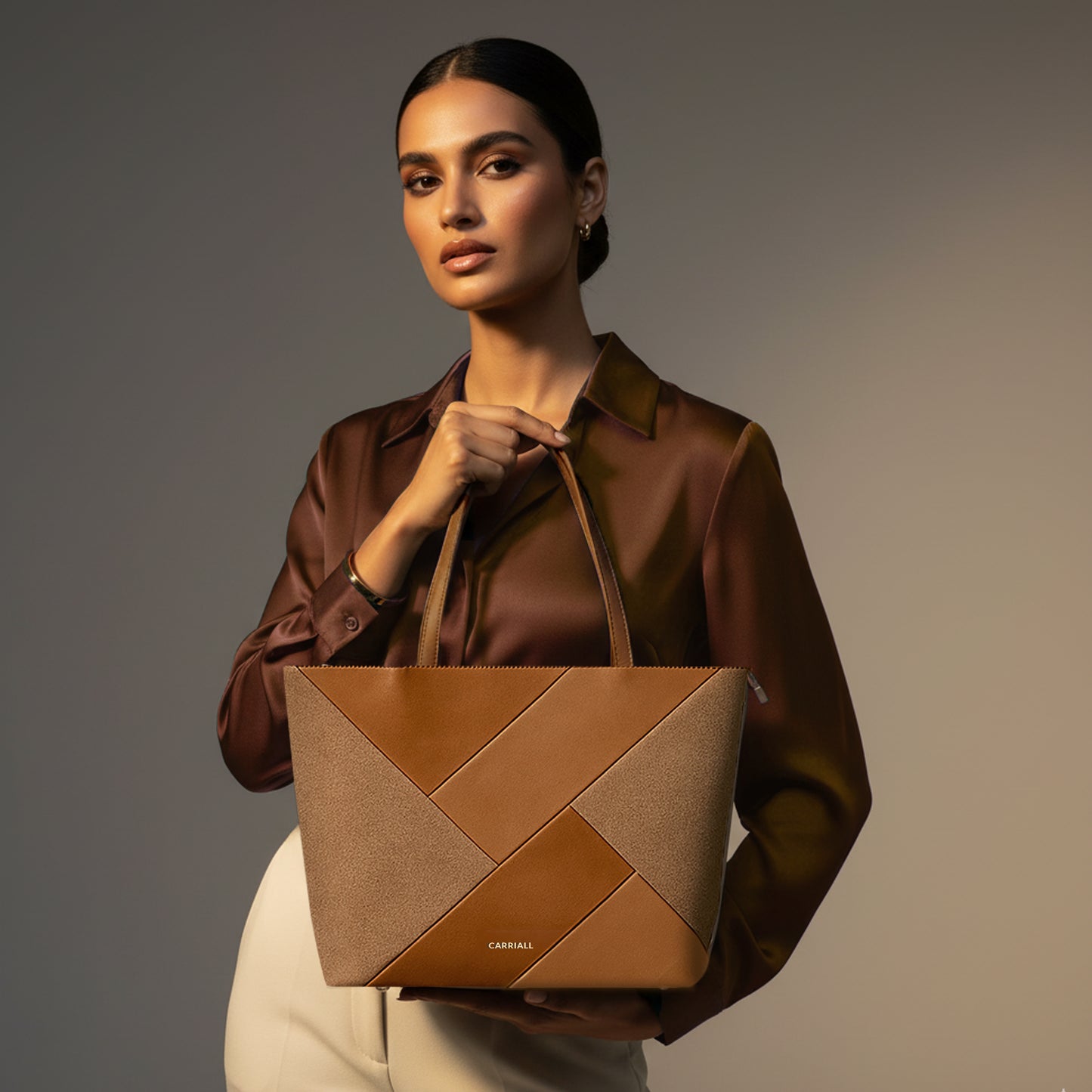 Carriall Estelle Vegan Leather Tote bag for women & girls (Brown)