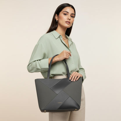 Carriall Estelle Vegan Leather Tote bag for women & girls (Grey)