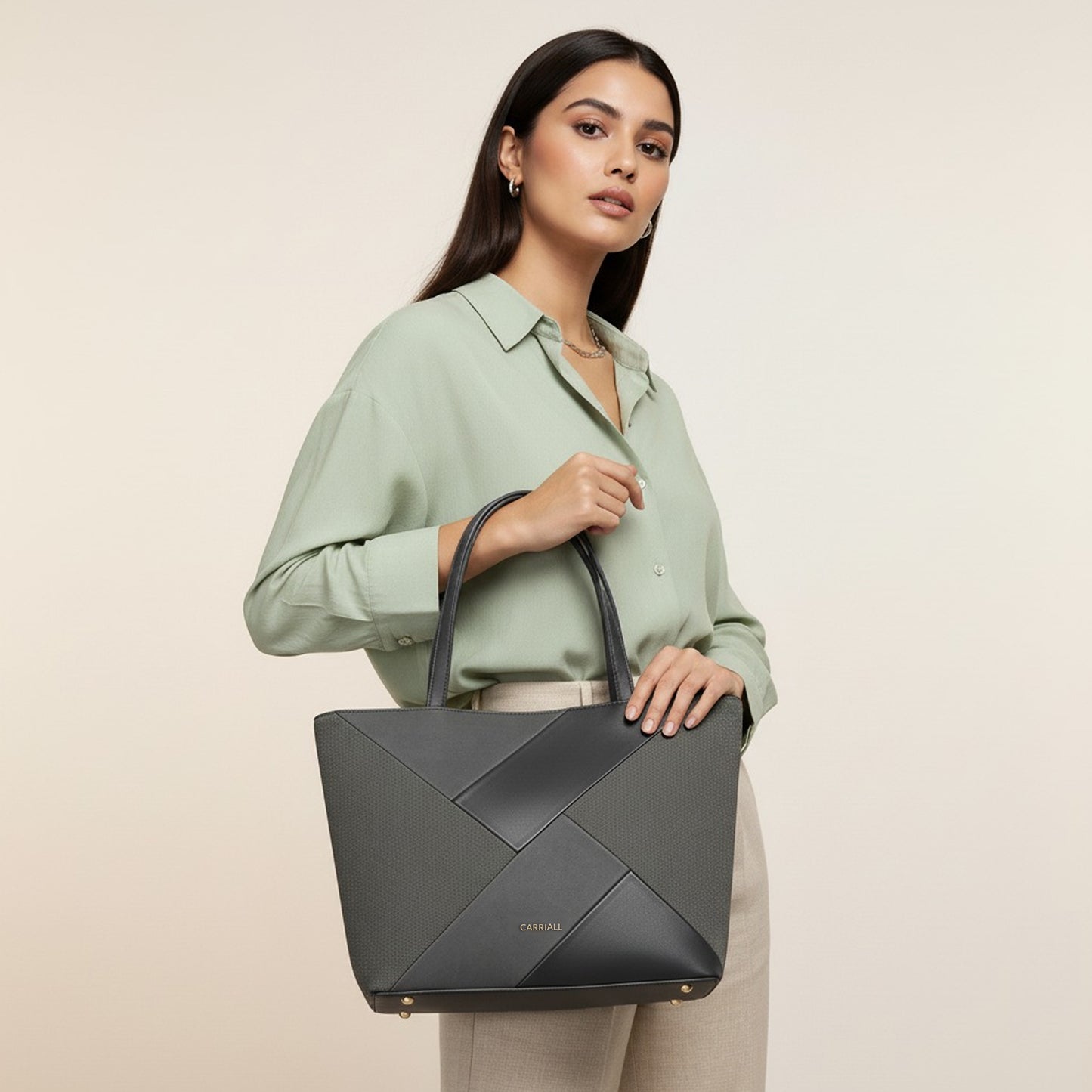 Carriall Estelle Vegan Leather Tote bag for women & girls (Grey)