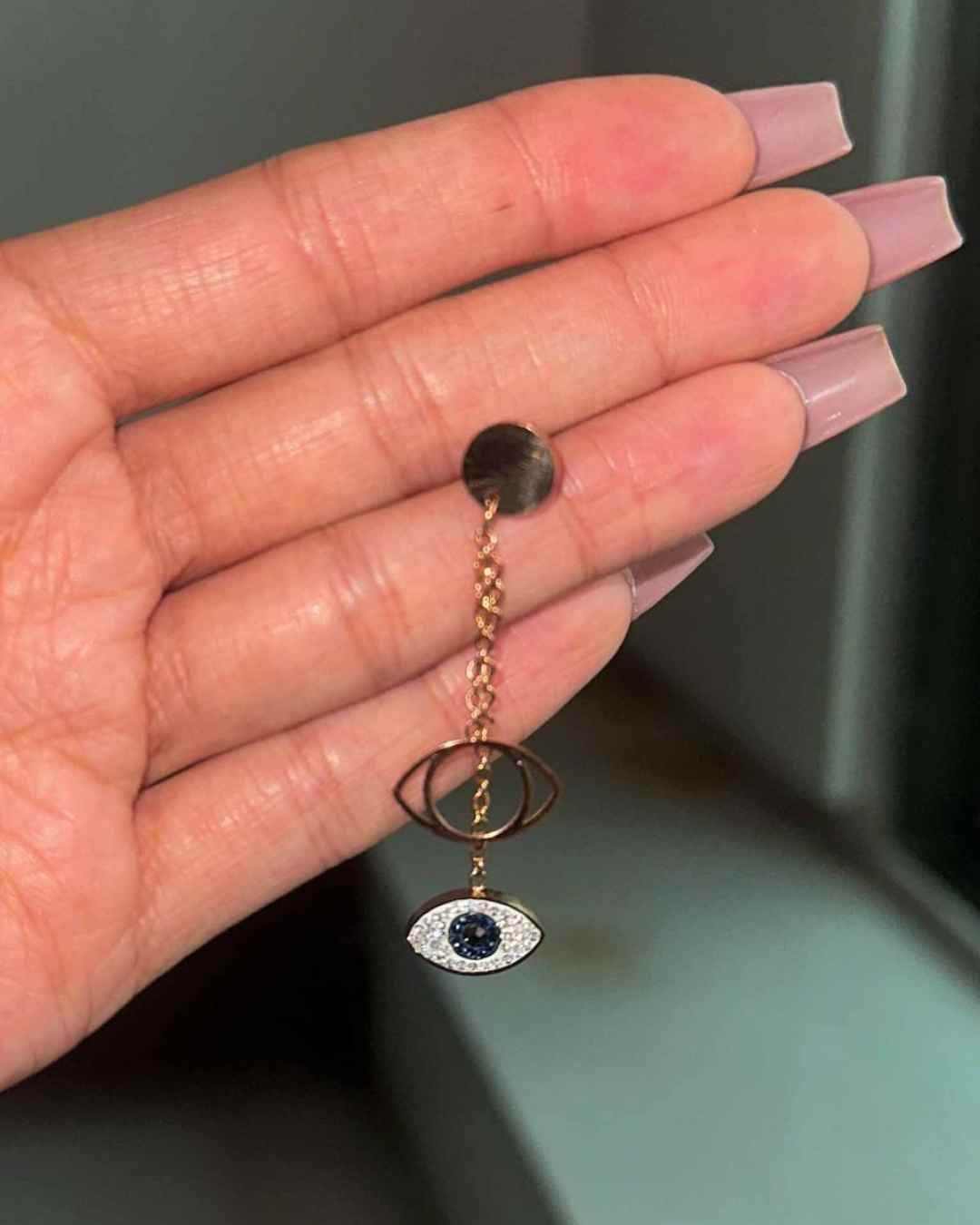 Evil Eye Rose Gold Dangling Earring | Nish Hair X Evil Eye Jewel