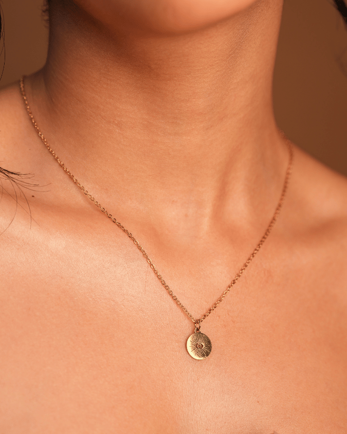 Evil Eye Coin Shape Necklace | Nish Hair X Evil Eye Jewel