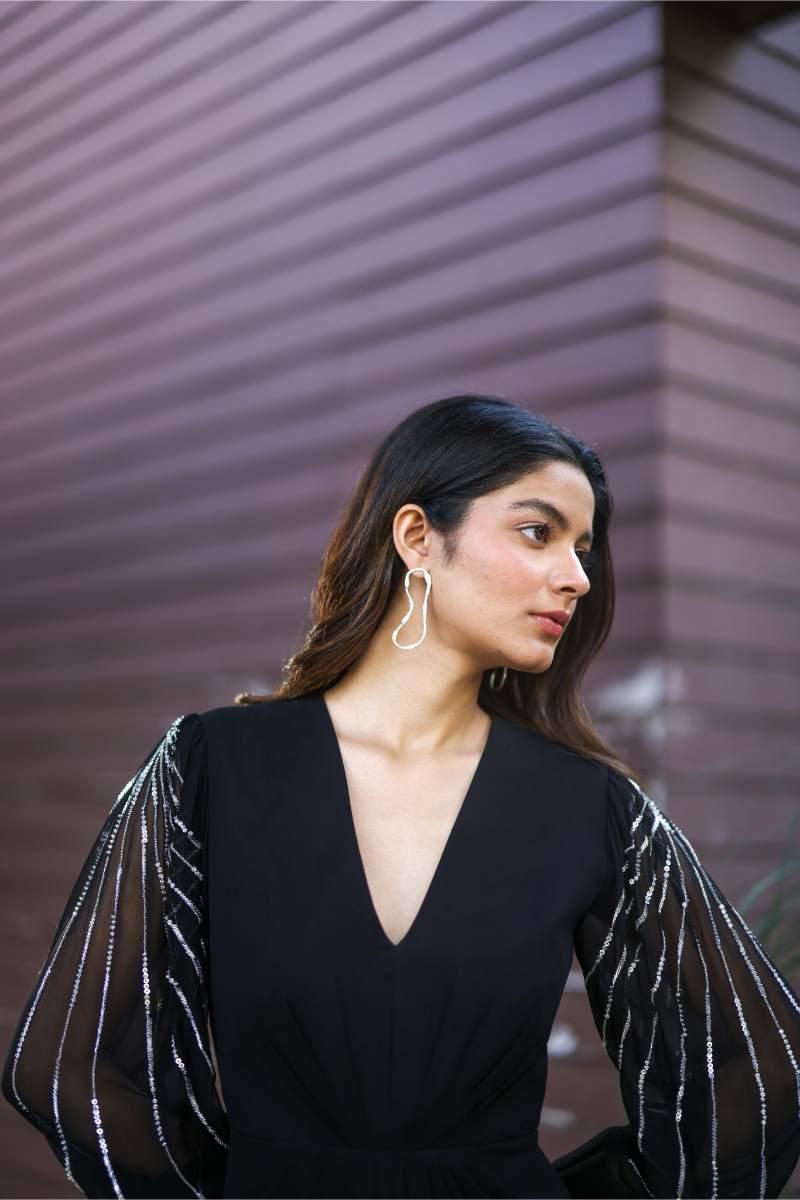 Black Georgette Evening Dress | Ewoke at Broadway