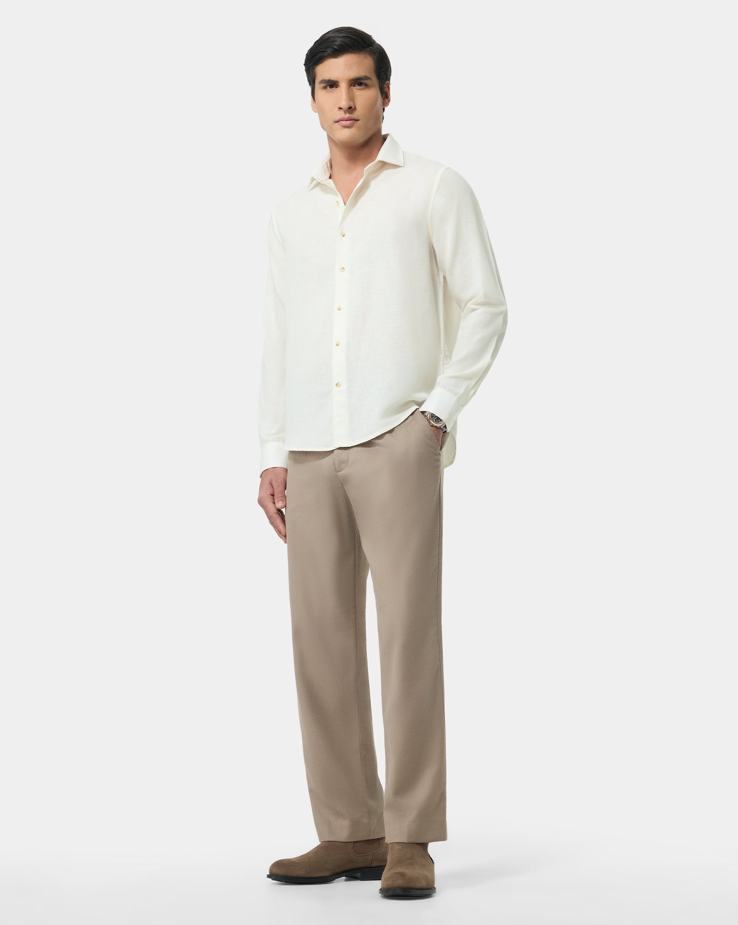 The Linen Rich Shirt Eggshell White