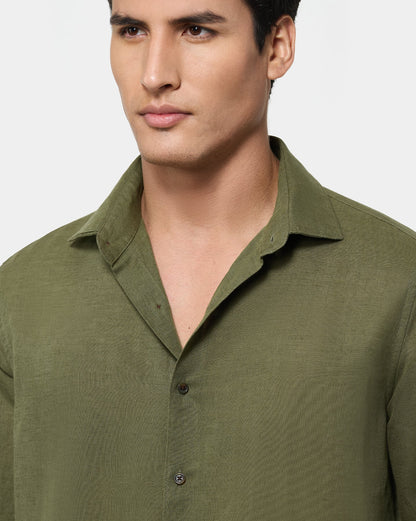 The Linen Rich Shirt Burnt Olive