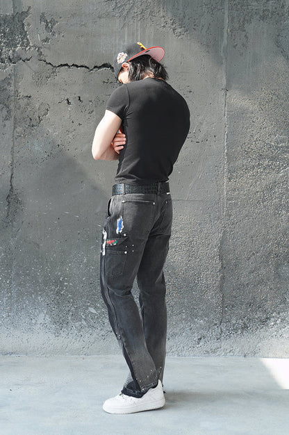 CONTRAST CODE CHARCOAL DUAL CUT VALKYRE JEANS