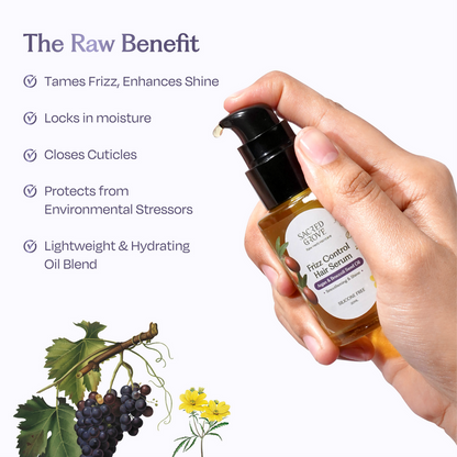 Argan Oil Frizz Control Serum for Dry Damaged Frizzy Hair Leave in Serum Silicone Free (30ml) | Sacred Grove at Broadway
