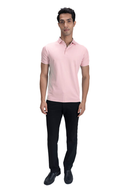 Fluid Cotton Polo - Coral Pink