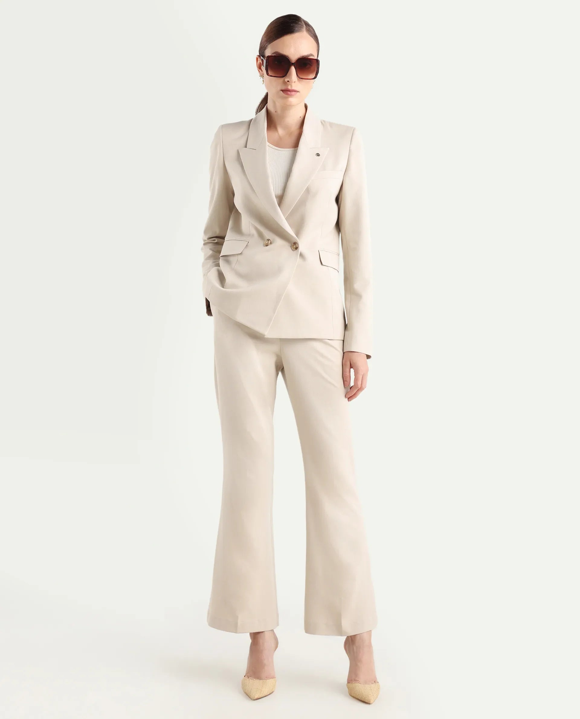 flare womens trouser beige | RAREISM at Broadway