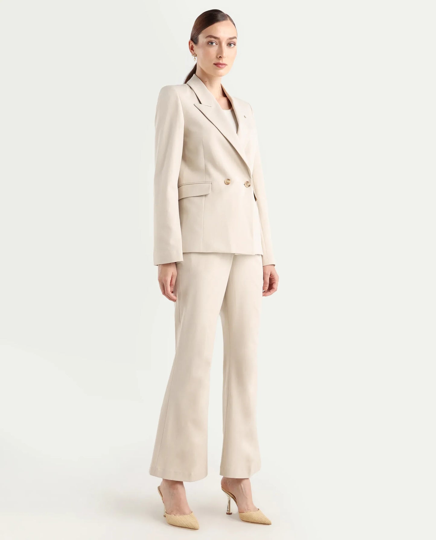 flare womens trouser beige | RAREISM at Broadway