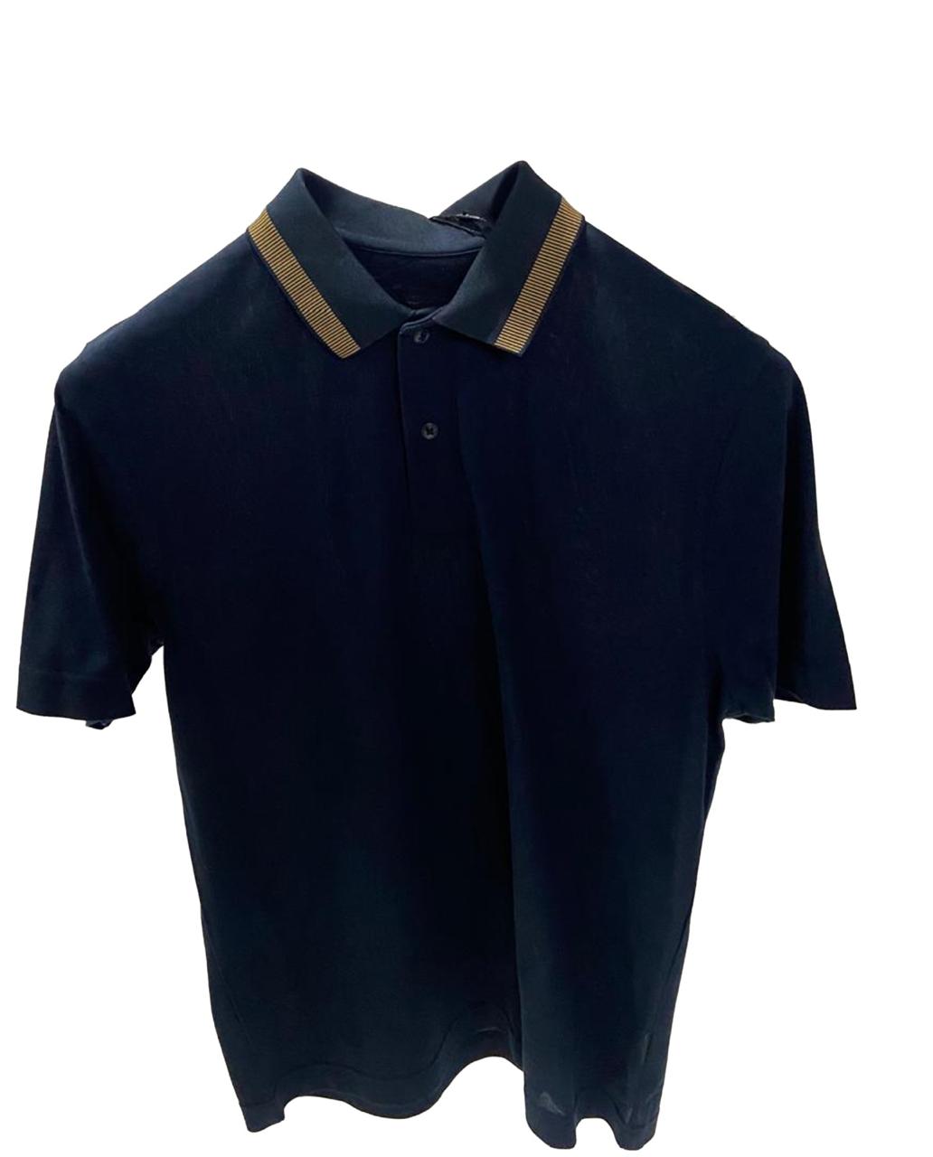 Rare Rabbit Men's Flint Dark Navy Cotton Fabric Half Sleeve Spread Collar Regular Fit Plain Polo | Rare Rabbit at Broadway