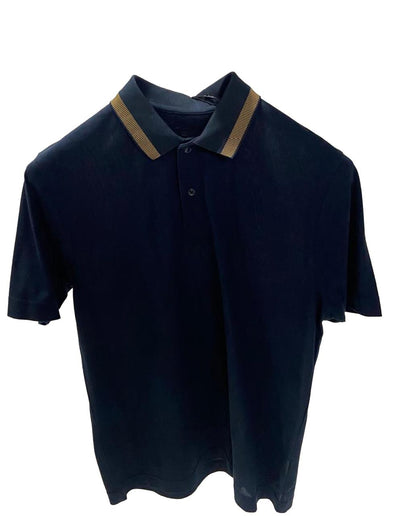 Rare Rabbit Men's Flint Dark Navy Cotton Fabric Half Sleeve Spread Collar Regular Fit Plain Polo | Rare Rabbit at Broadway