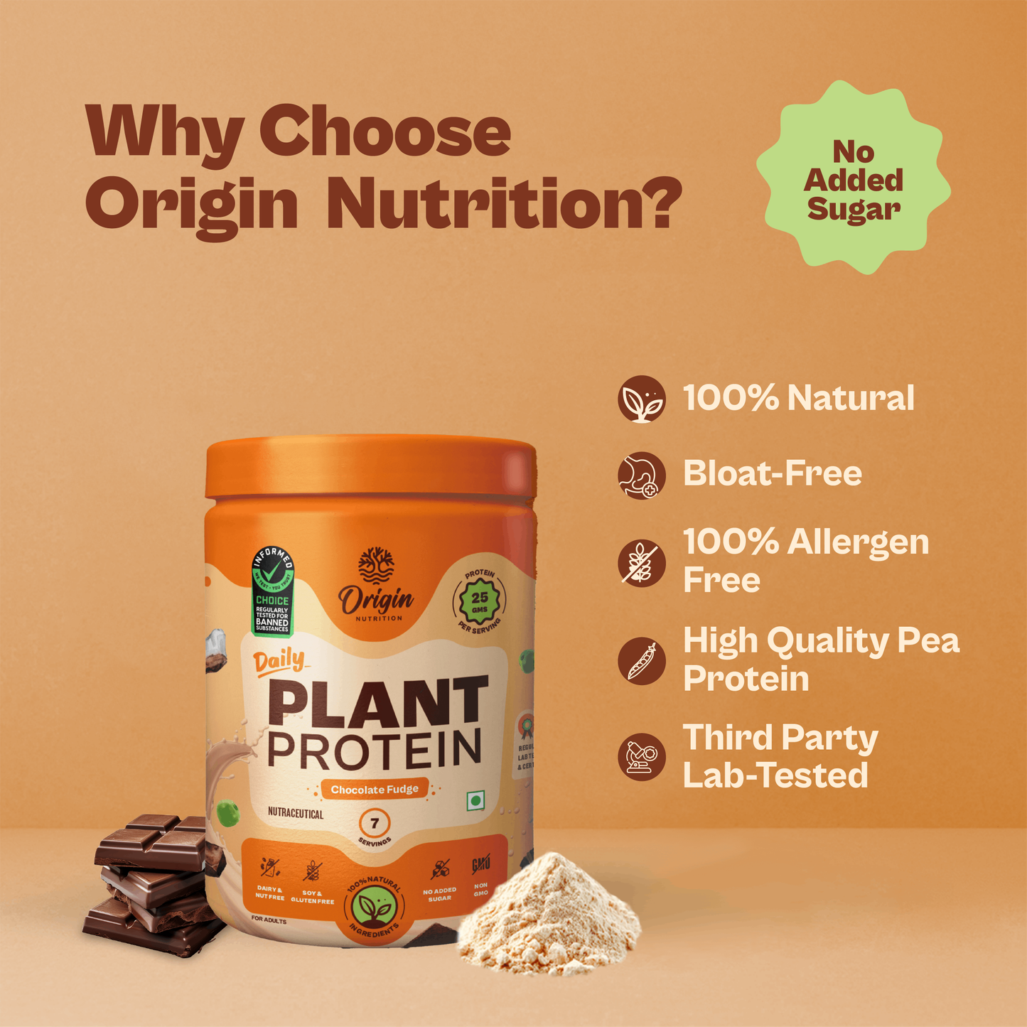 Origin Nutrition Daily Plant Protein  Chocolate