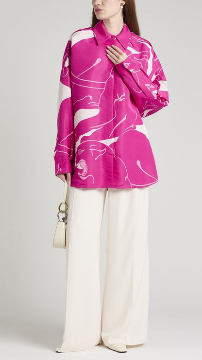 FUCHSIA PINK ABSTRACT PRINT SHIRT | De Novoo at Broadway