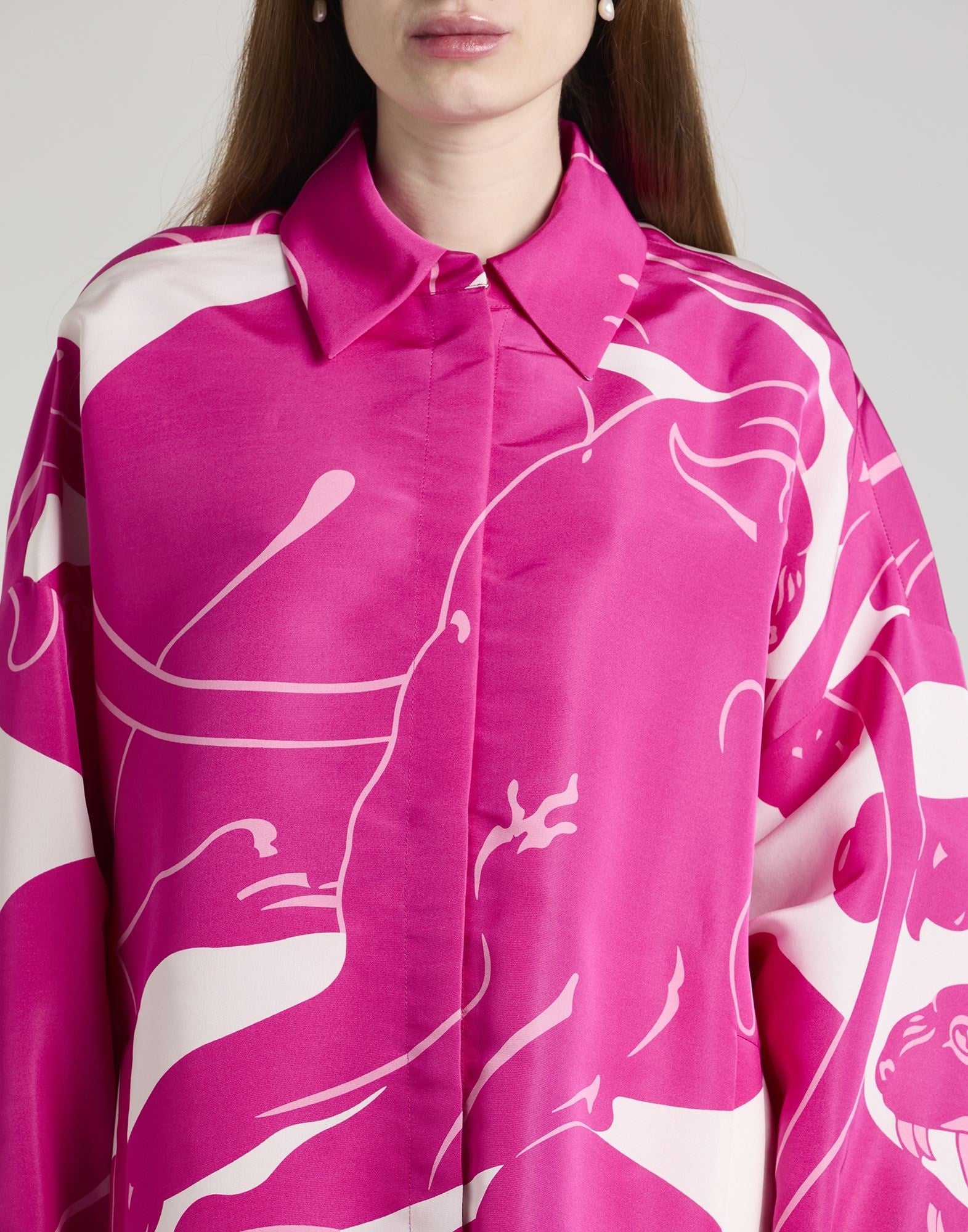 FUCHSIA PINK ABSTRACT PRINT SHIRT | De Novoo at Broadway