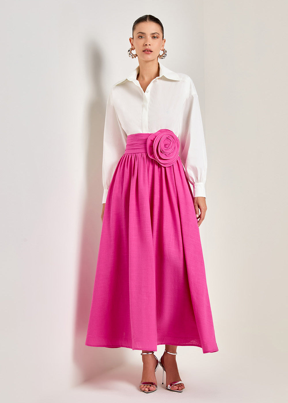 FUCHSIA ROSE MAXI SKIRT | De Novoo at Broadway