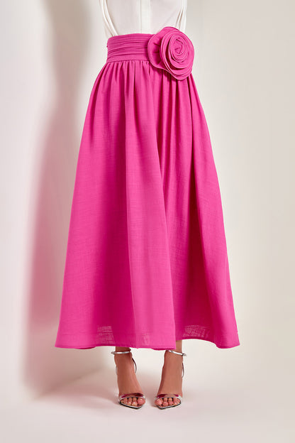 FUCHSIA ROSE MAXI SKIRT | De Novoo at Broadway