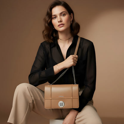 Carriall Fable Womens Vegan Leather Handbagfor women & girl  (Beige)