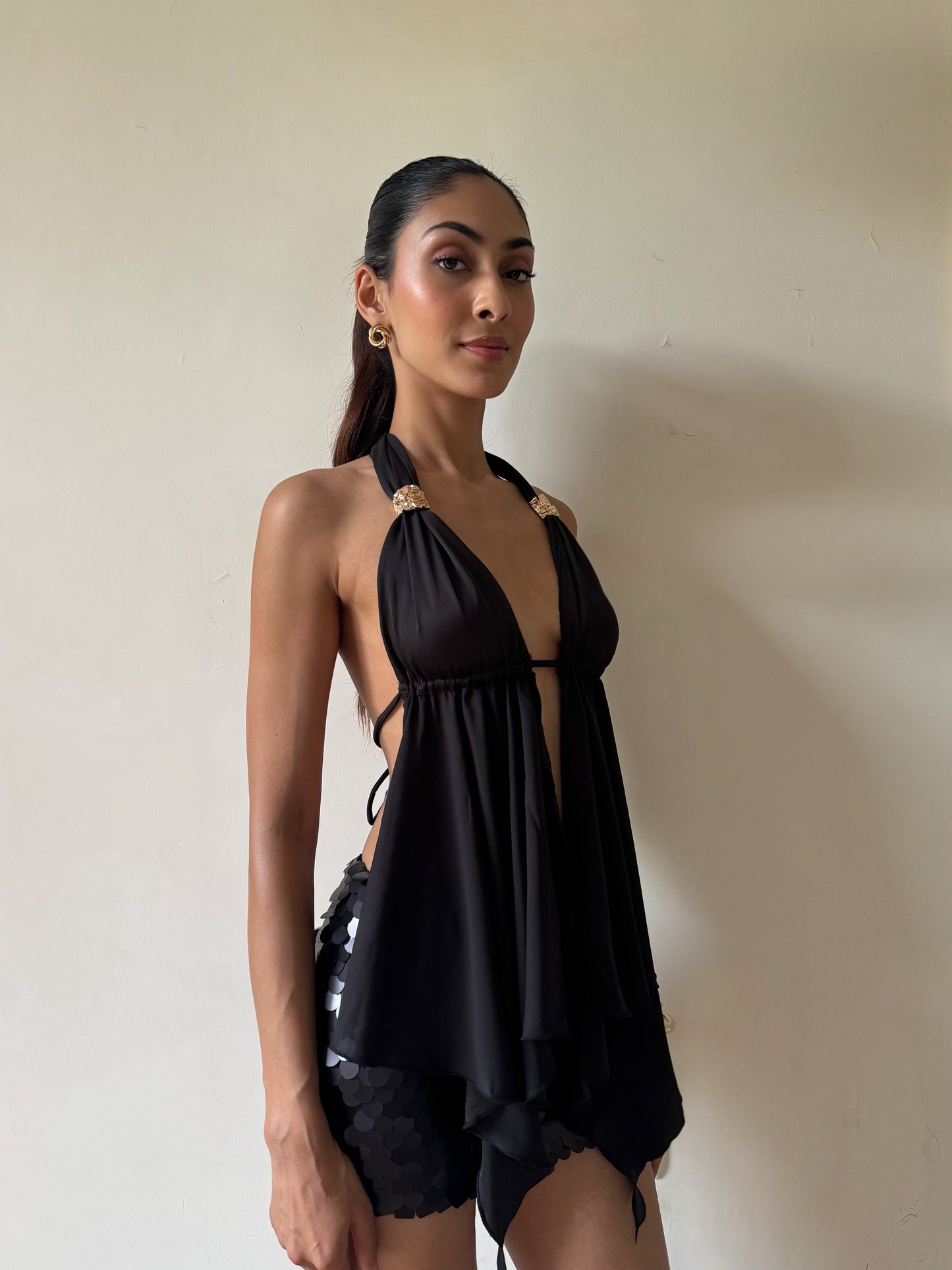 Black Big Disc Mini Skirt