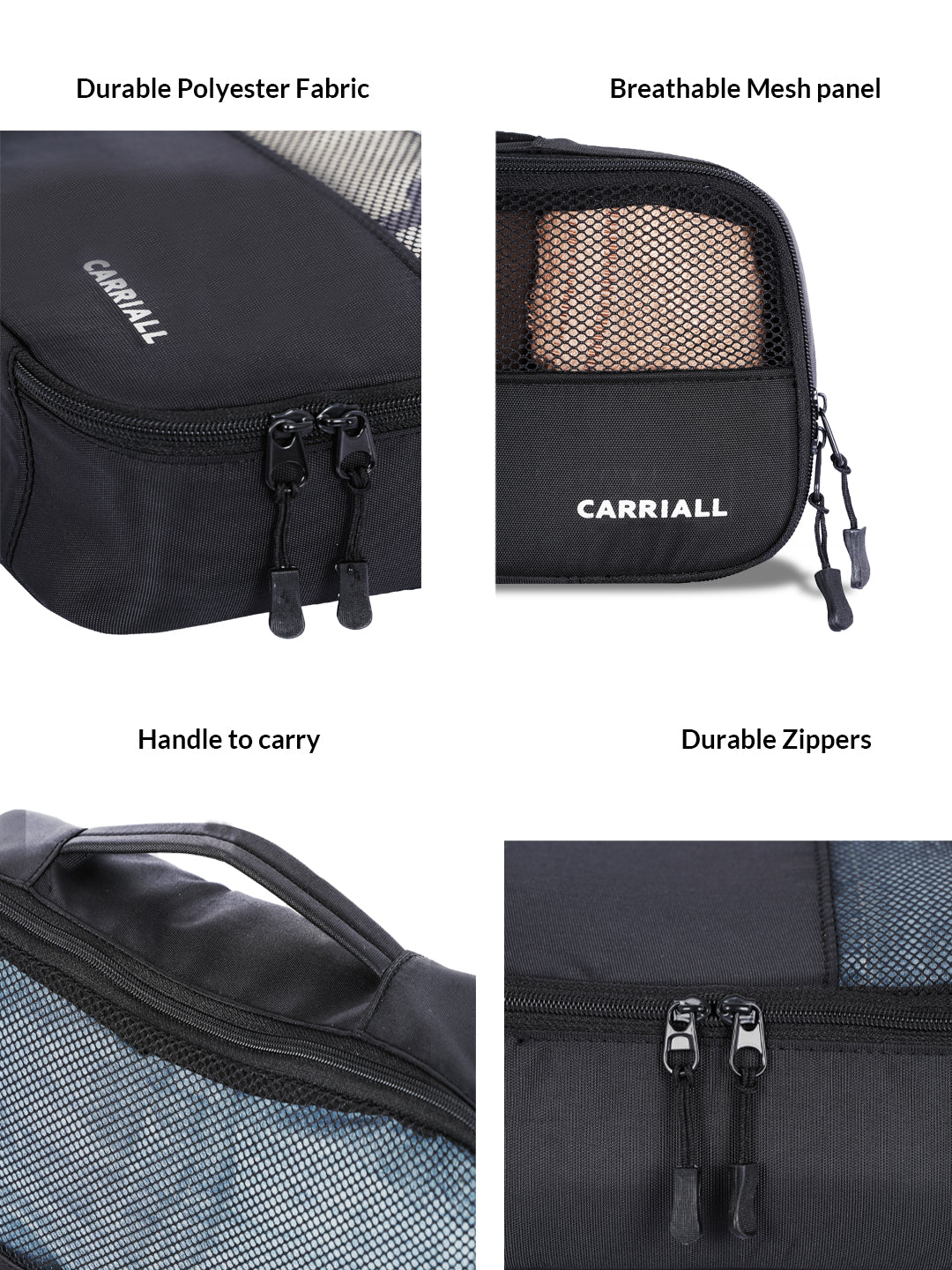 Carriall Black Packing Cubes (Set of 6)