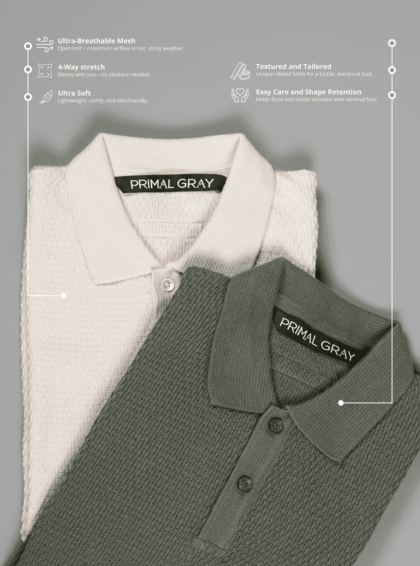 Flat Structure Polo Tee | PrimalGray at Broadway