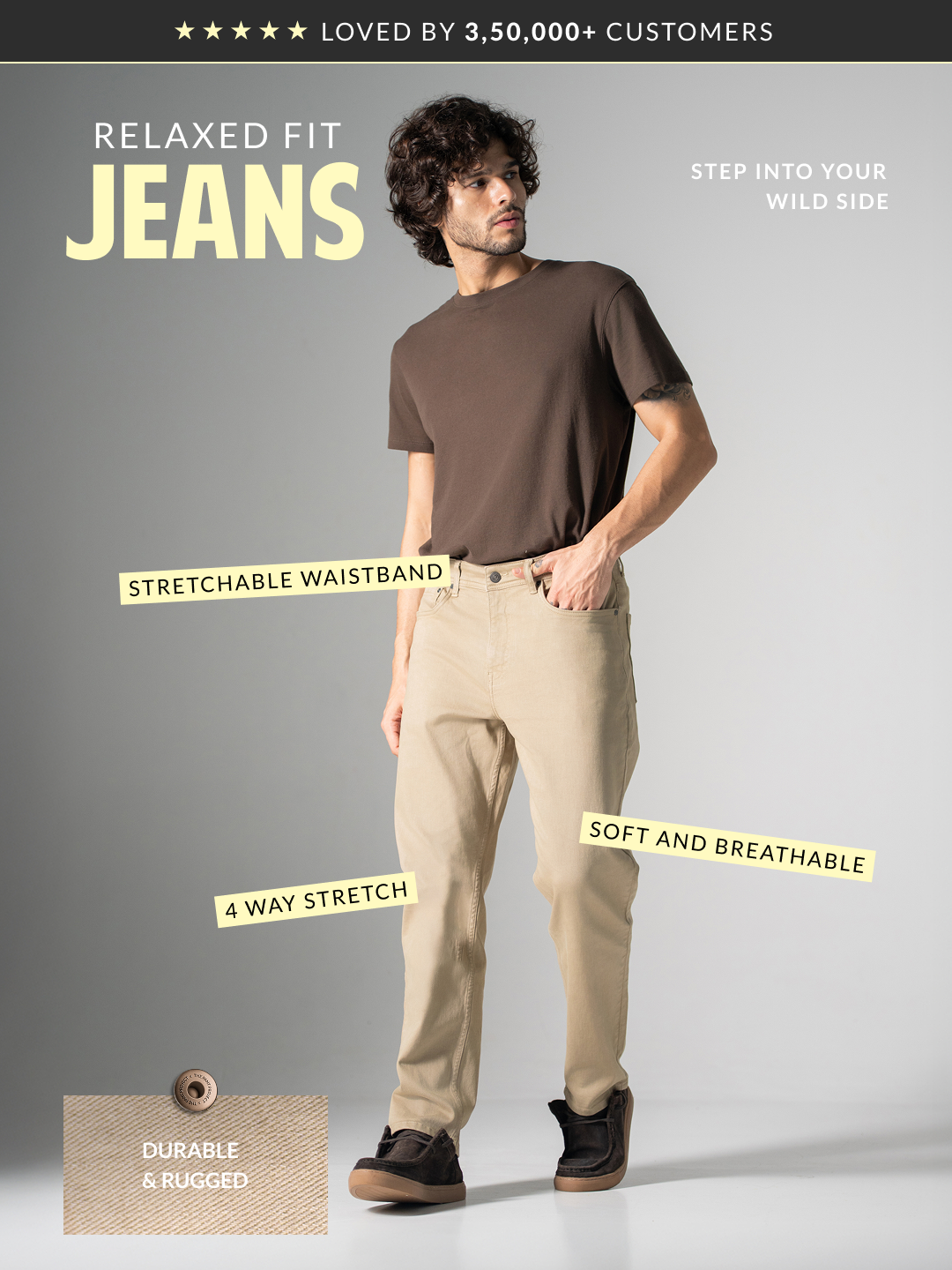 Fossil Beige Relaxed Fit Jeans