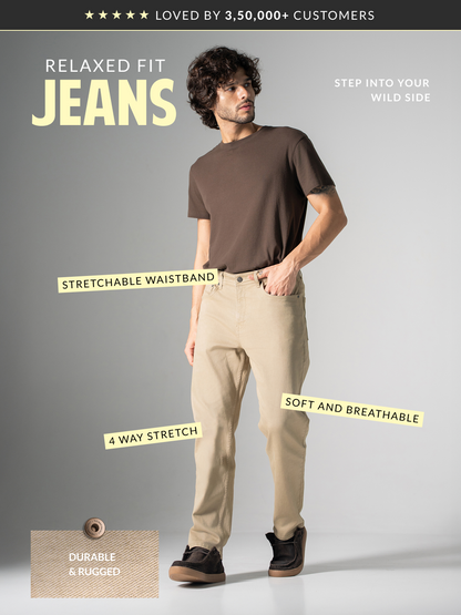 Fossil Beige Relaxed Fit Jeans