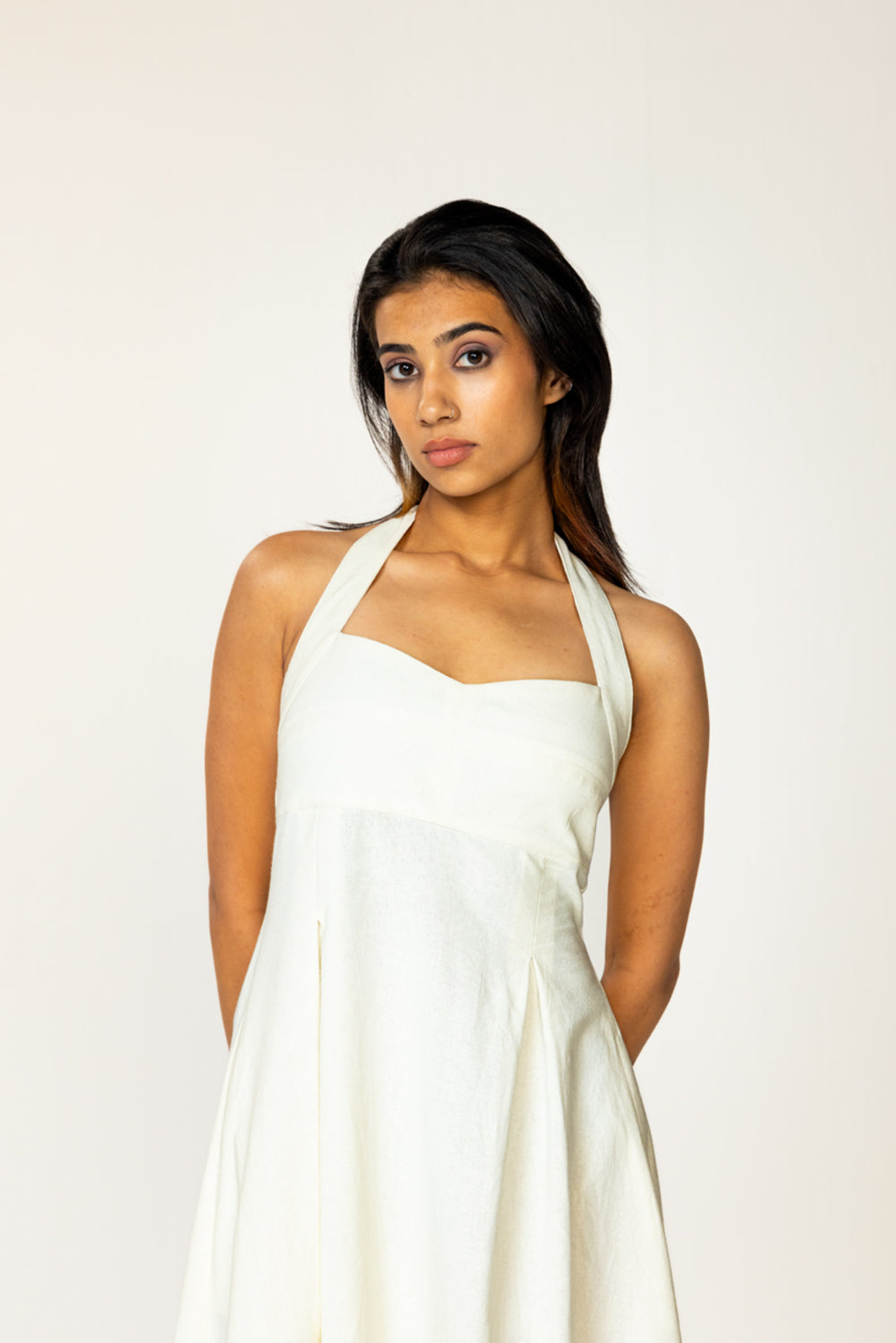 White Halter Midi Dress