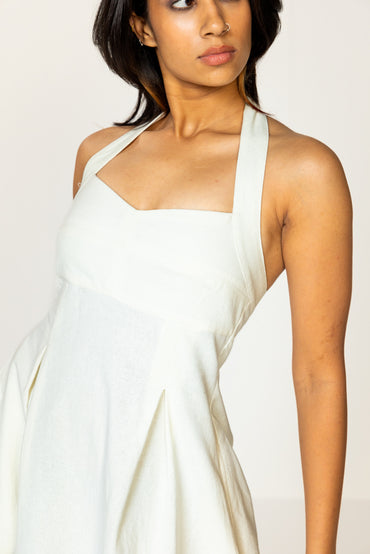 White Halter Midi Dress