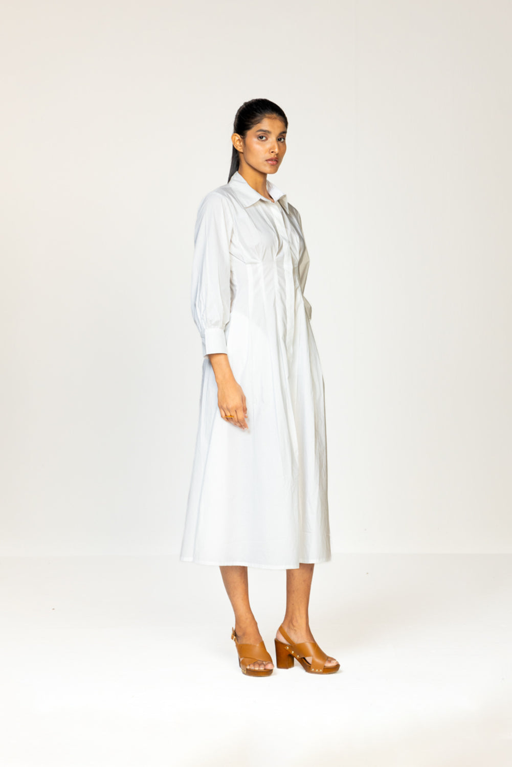 White Pleated Shirt Dress | Past Modern at Broadway