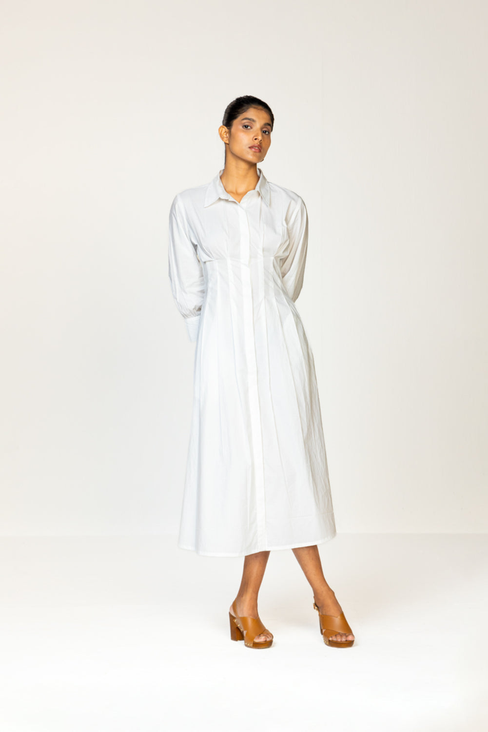 White Pleated Shirt Dress | Past Modern at Broadway