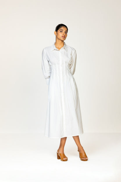 White Pleated Shirt Dress | Past Modern at Broadway