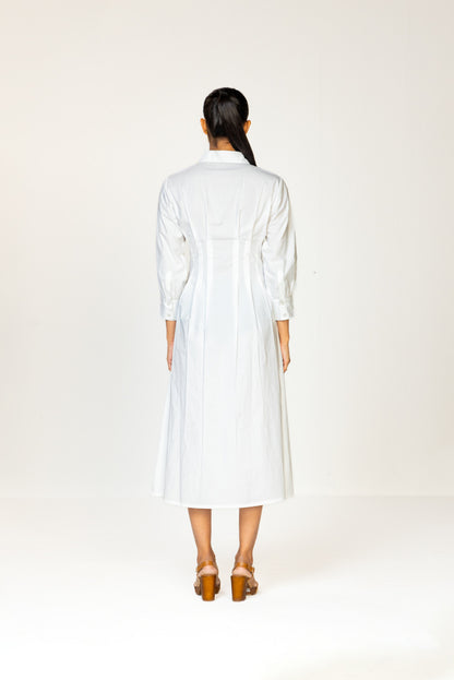 White Pleated Shirt Dress | Past Modern at Broadway