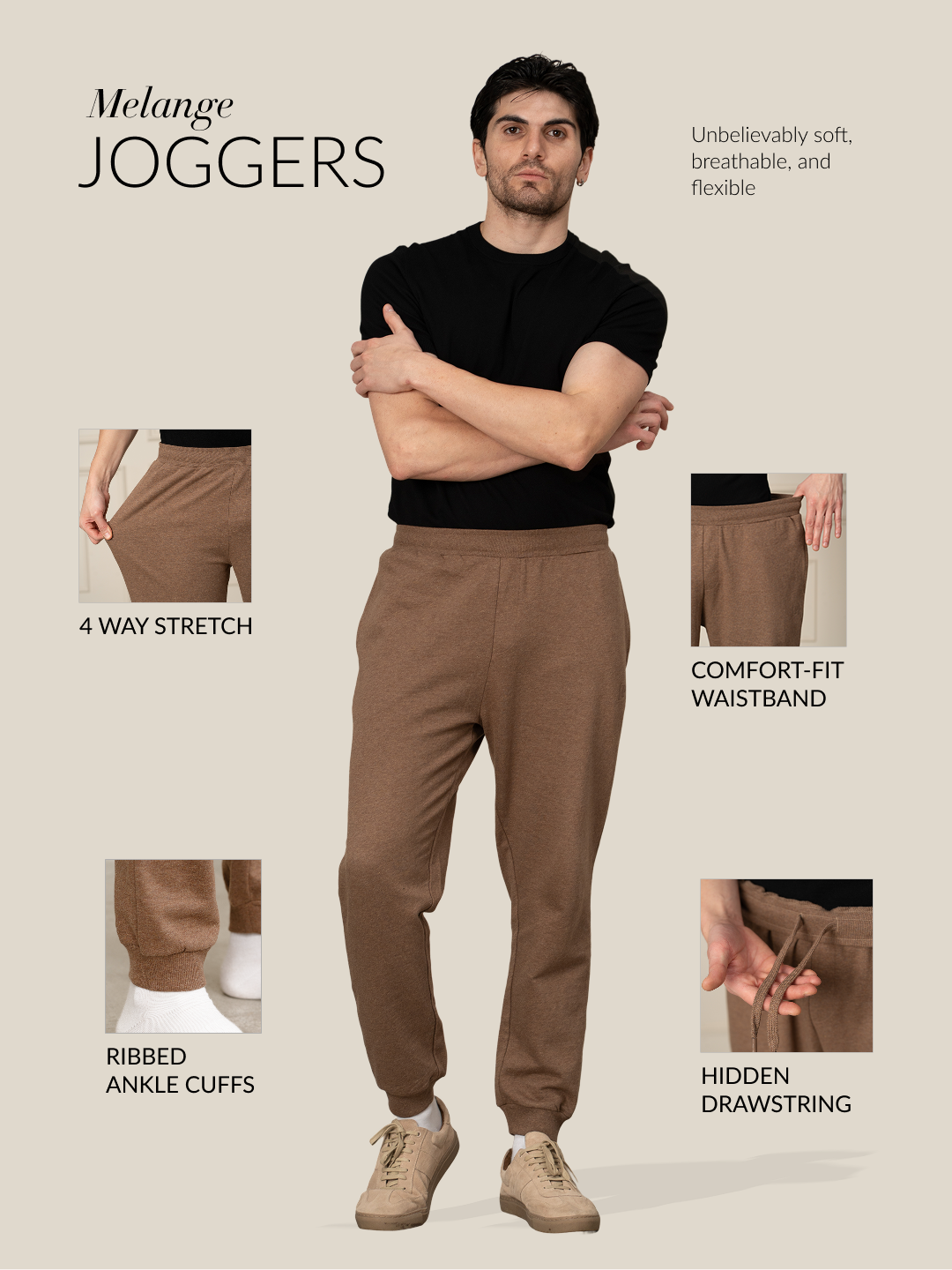 Freya Beige Tapered Fit Joggers