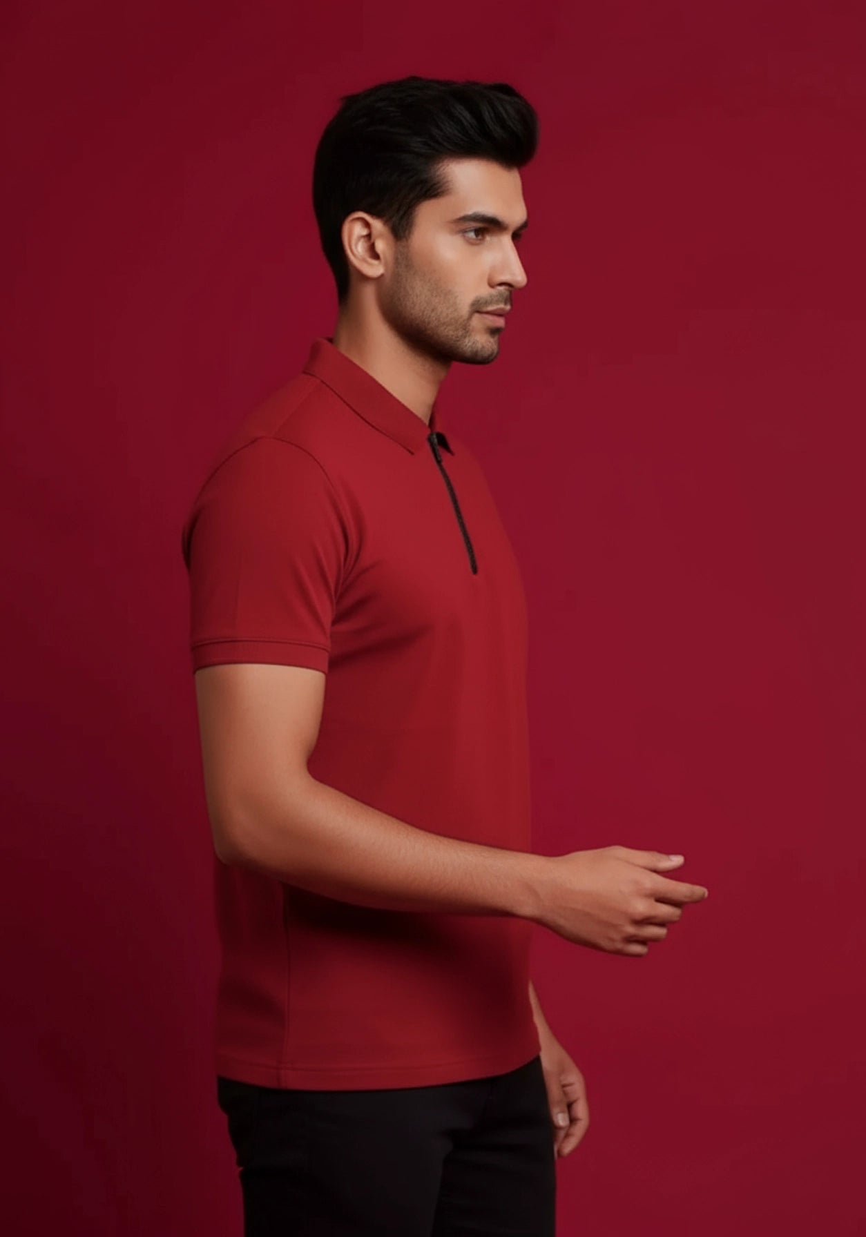 The Monarch Liquid Zipper Polo Red