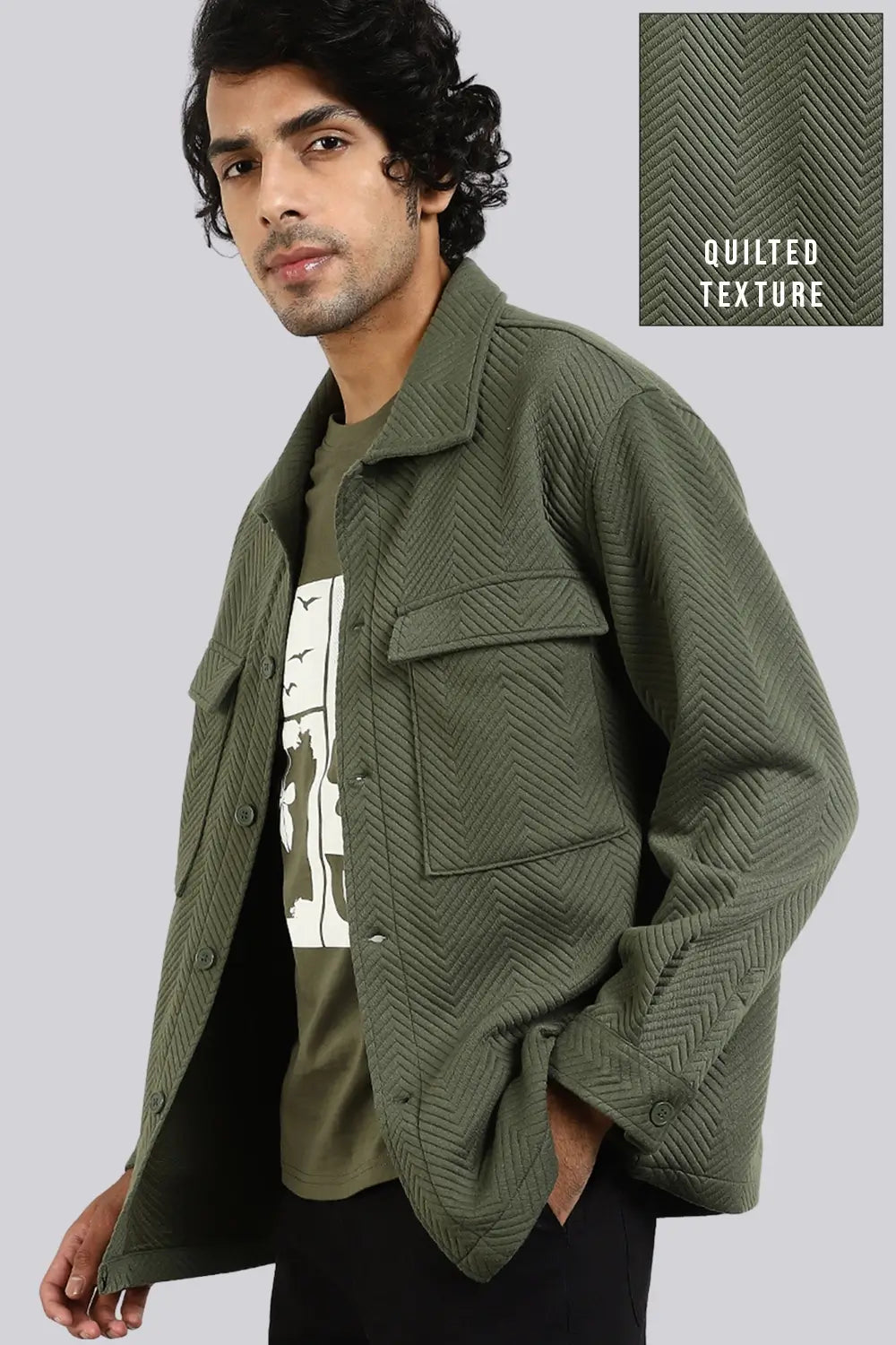 Relaxed Fit Textured Overshirt