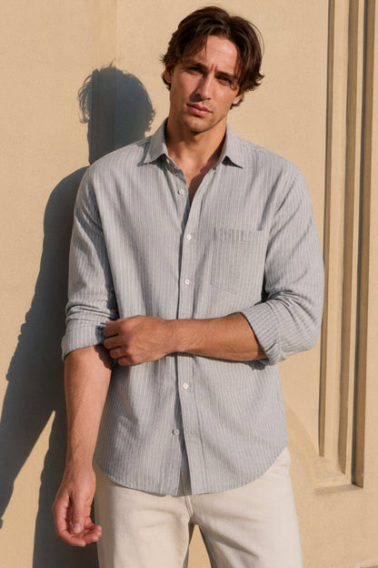 Airy Stripe Linen Cotton Blend Shirt