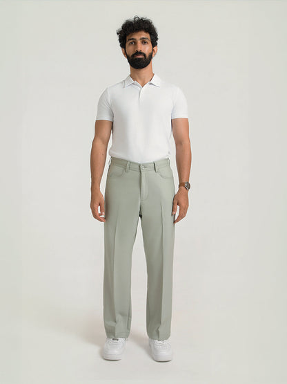 Korean Green Relaxed Fit Pintuck Pants
