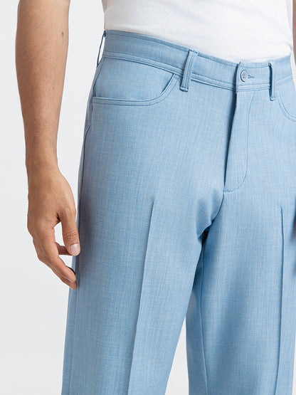 Korean Blue Relaxed Fit Pintuck Pants