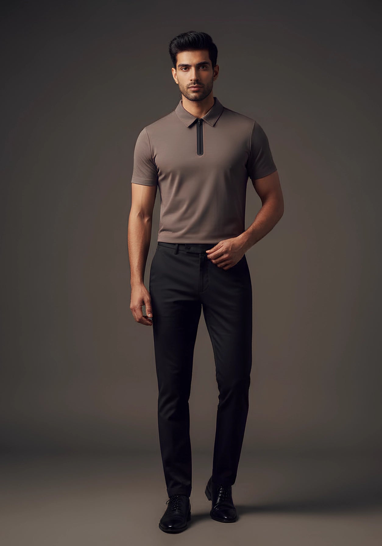 The Monarch Liquid Zipper Polo Slate