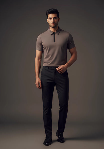 The Monarch Liquid Zipper Polo Slate