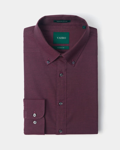 The Pinpoint Oxford Shirt Maroon