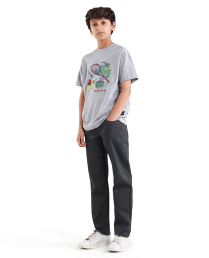 Rare Ones Kids Gavin Grey Cotton Blend Shank Button Closure Regular Fit Jeans