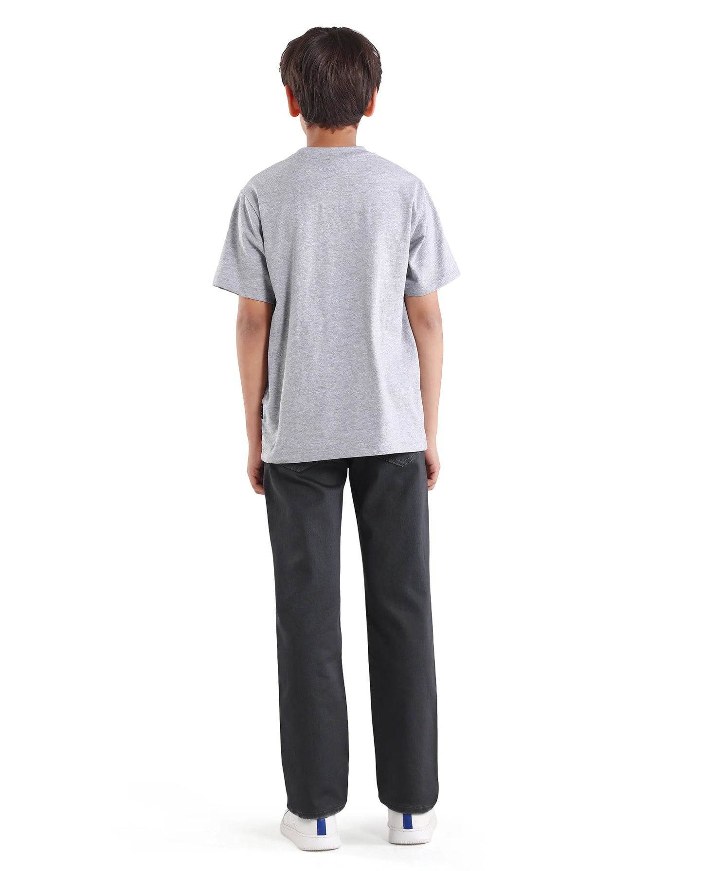 Rare Ones Kids Gavin Grey Cotton Blend Shank Button Closure Regular Fit Jeans