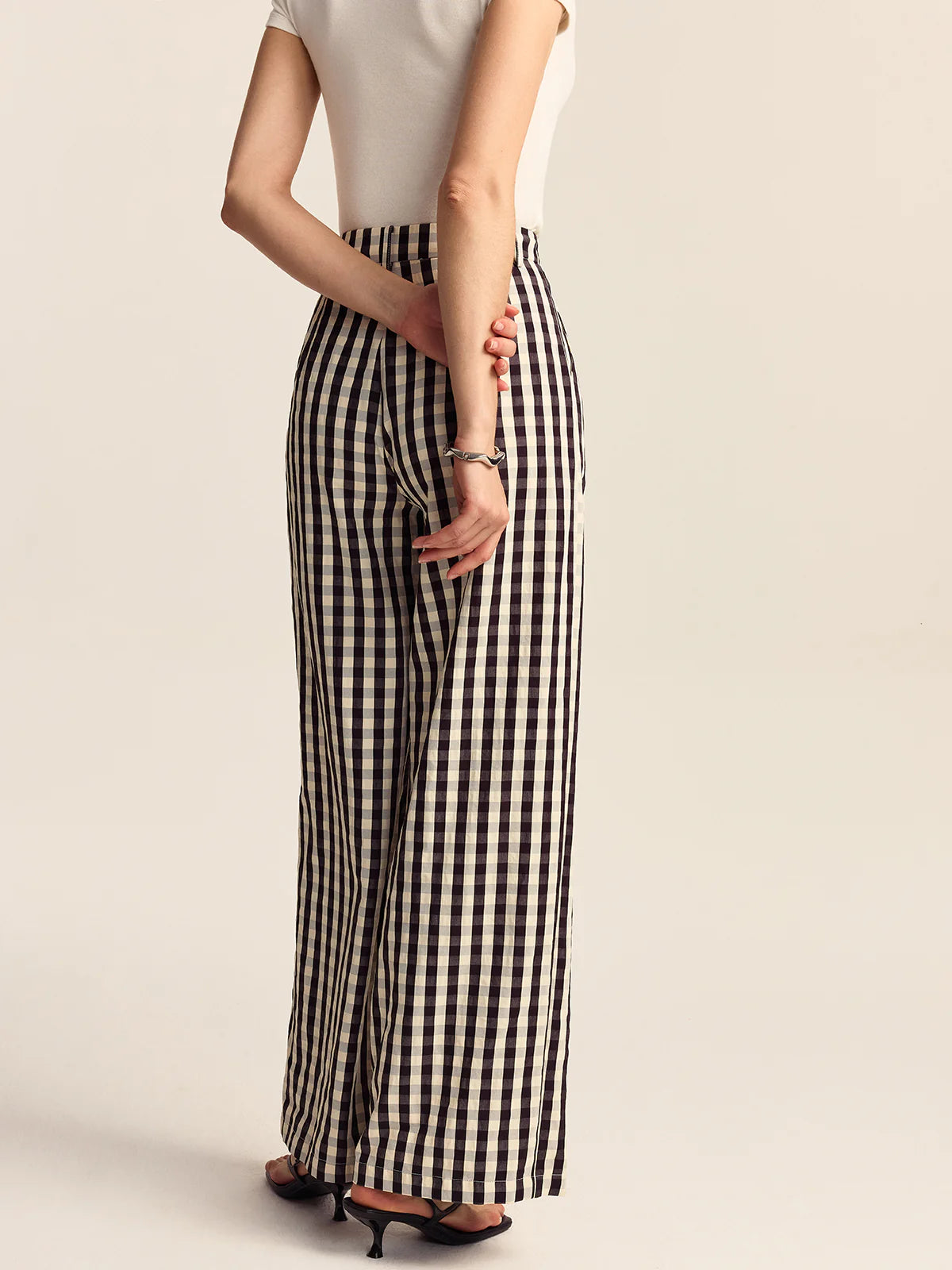 GINGHAM WIDE LEG PEPLUM CO-ORD | De Novoo at Broadway