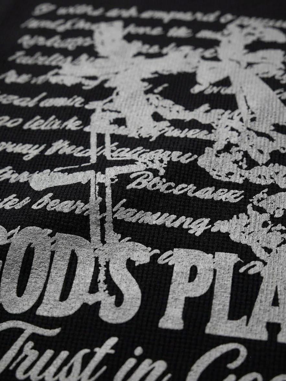 GODS PLAN BLACK WAFFLE TEE