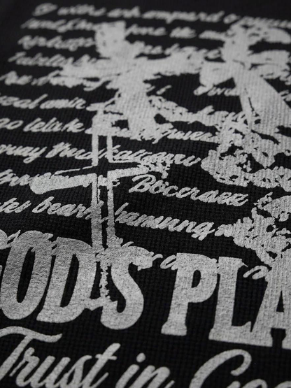 GODS PLAN BLACK WAFFLE TEE