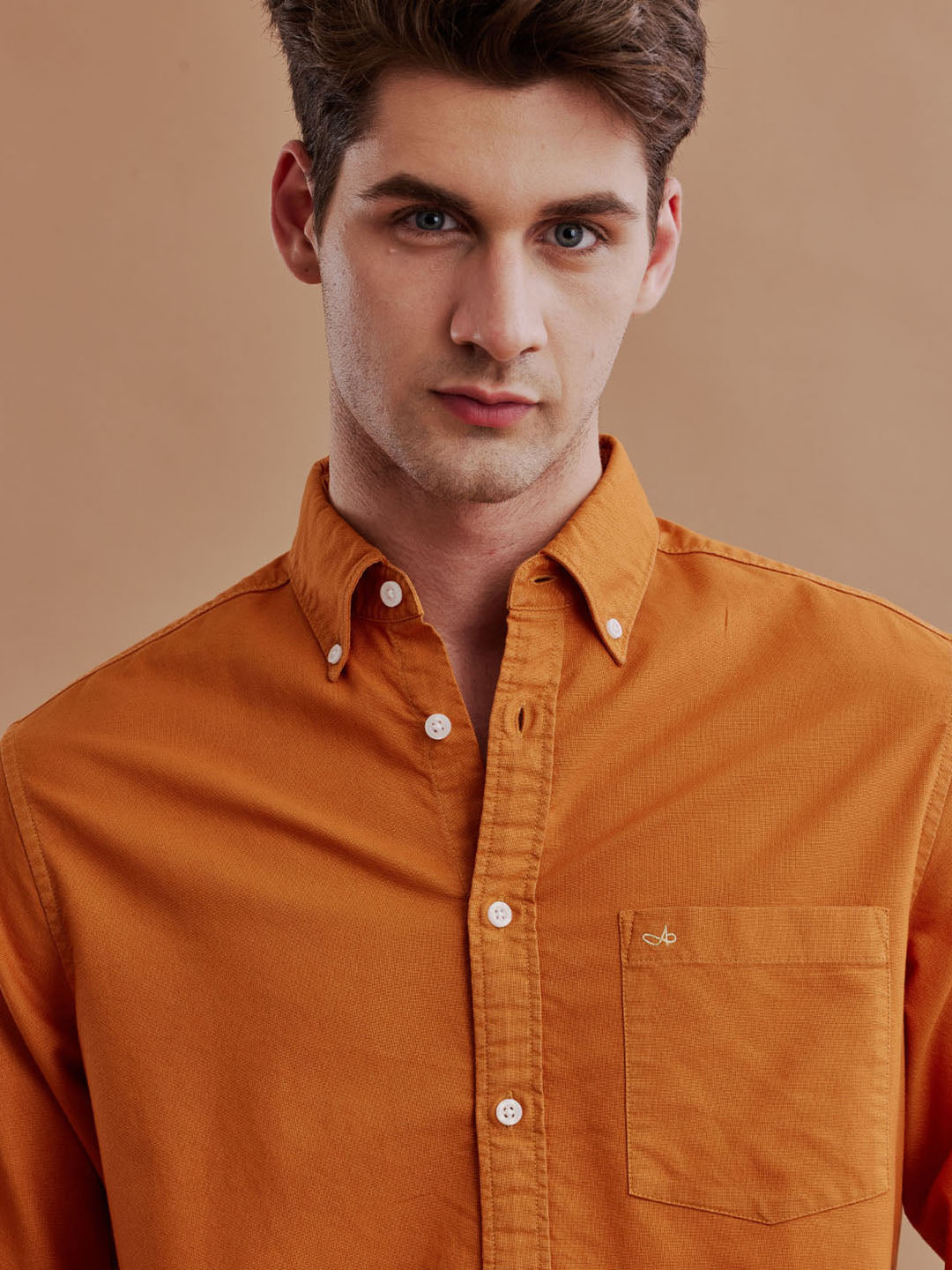 Aldeno Men Oxford Mustard Casual Shirt (GULIA)