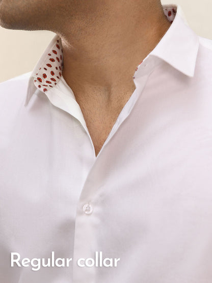 Contrast Detail Classic Cotton White Shirt - Gala