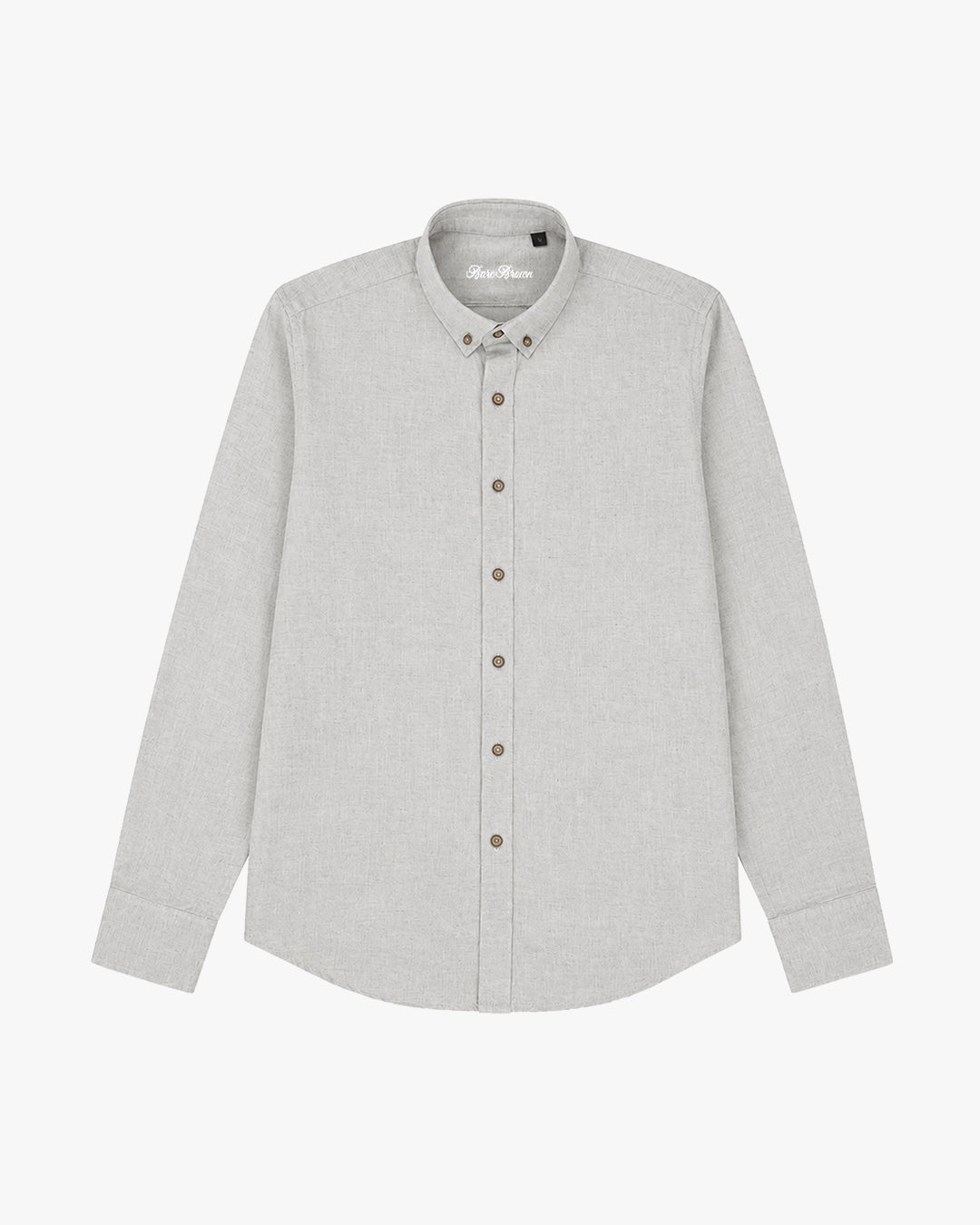 Bare Brown Button Down Collar Cotton Linen Shirt, Slim Fit with Full Sleeves - Beige